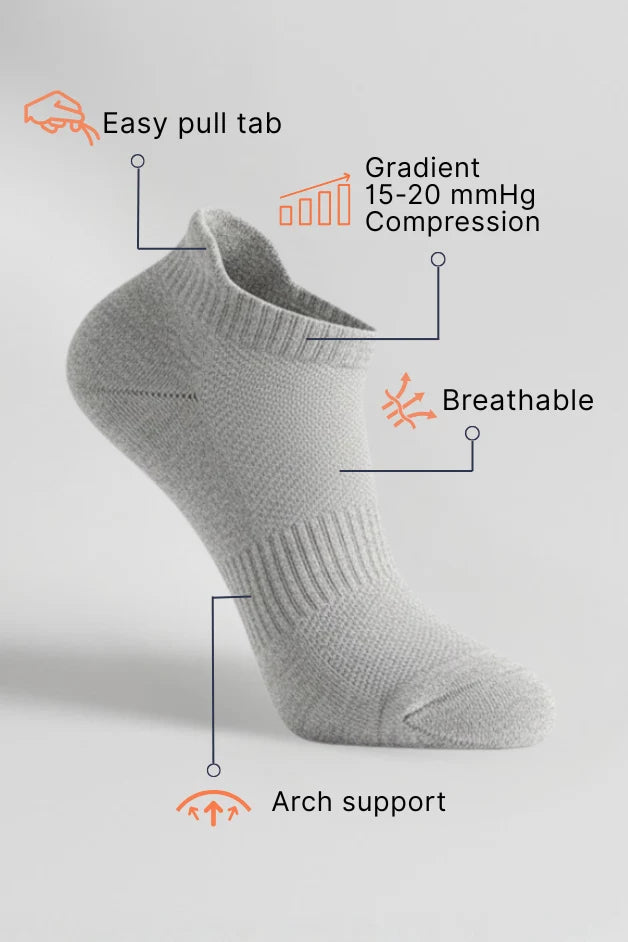 Ankle Compression Socks - Daily Wear - Grey