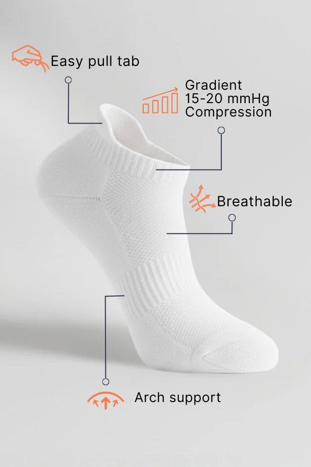 Ankle Compression Socks - Daily Wear - White