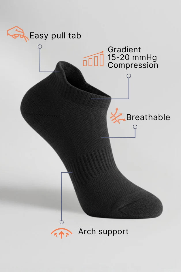 Ankle Compression Socks - Daily Wear - Black