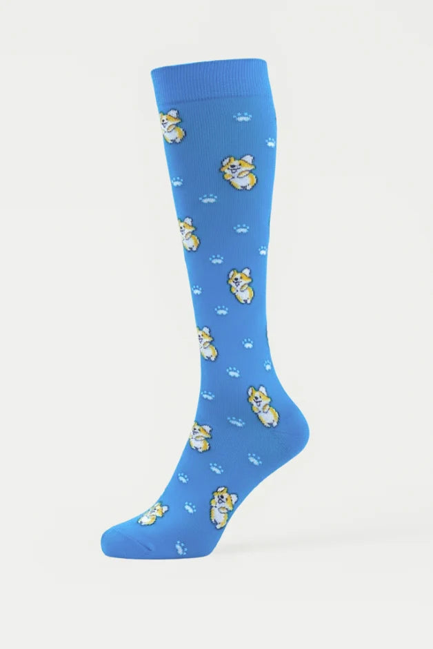 Compression Socks - Puppies Blue