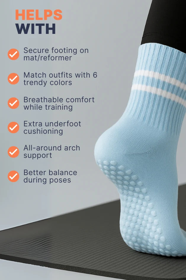 Grip Crew Socks - Non-Slip - Sky Blue