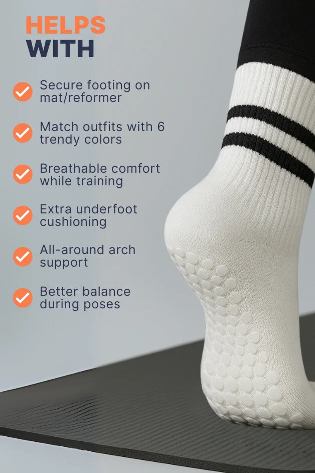 Grip Crew Socks - Non-Slip - White