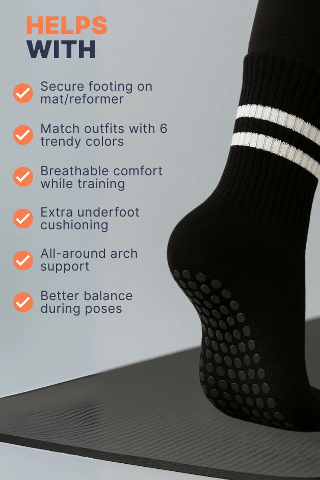 Grip Crew Socks - Non-Slip - Black
