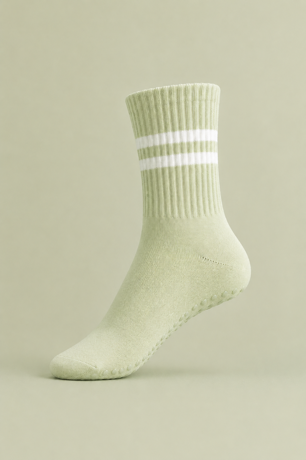 Grip Crew Socks - Non-Slip - Light Green