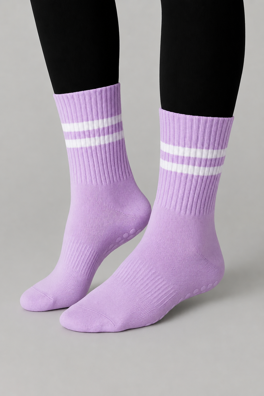 Grip Crew Socks - Non-Slip - Purple