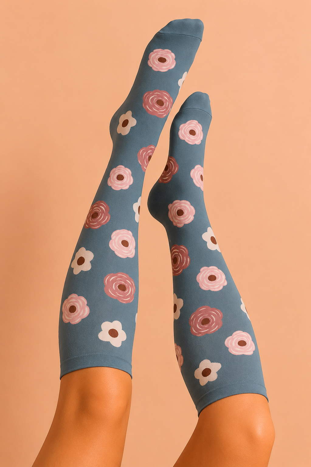 Compression Socks - Flowers Grey