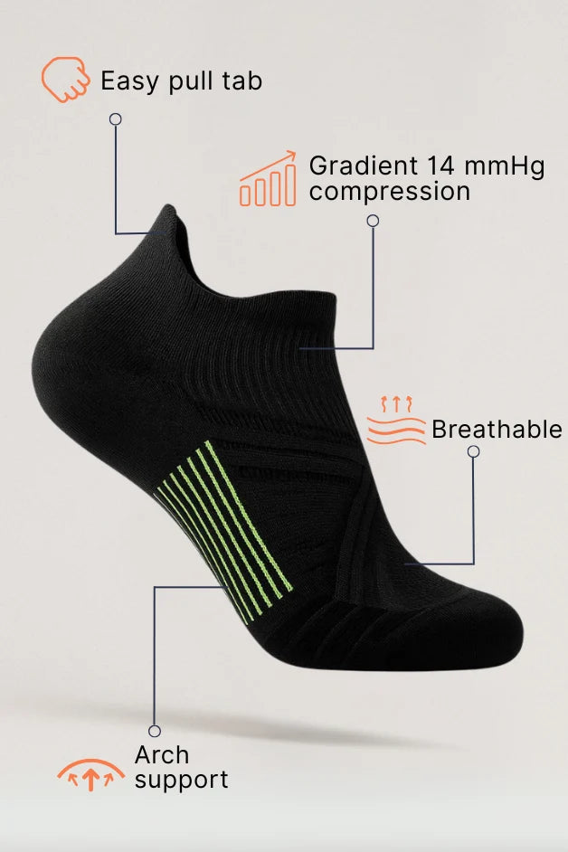 Ankle Compression Socks - Daily Wear - Black Sport