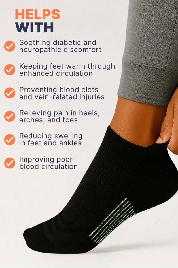 Ankle Compression Socks - Daily Wear - Black Sport