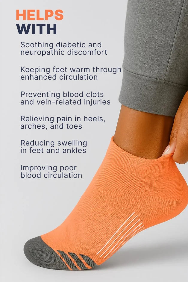 Ankle Compression Socks - Daily Wear - Orange Sport