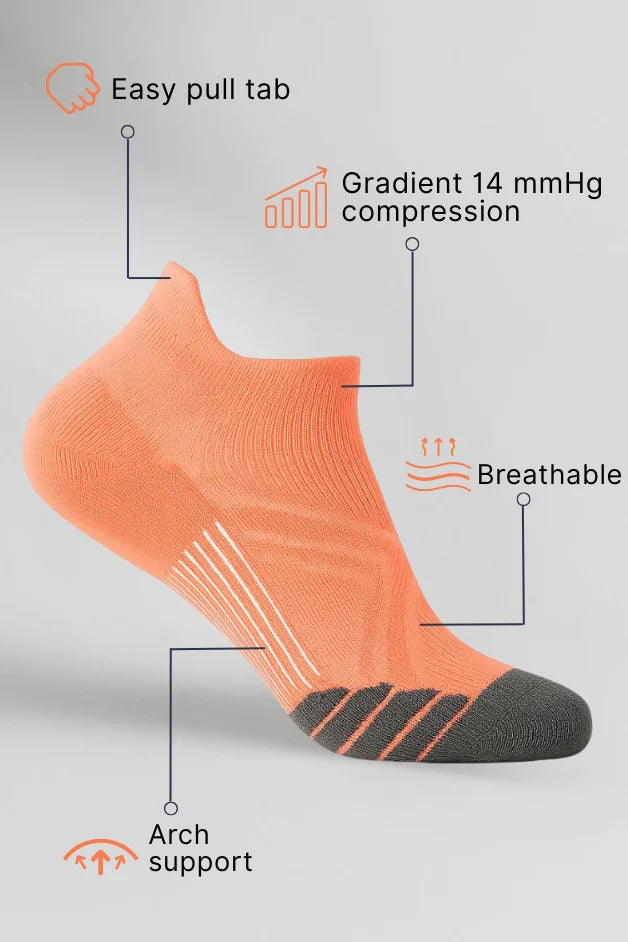 Ankle Compression Socks - Daily Wear - Orange Sport