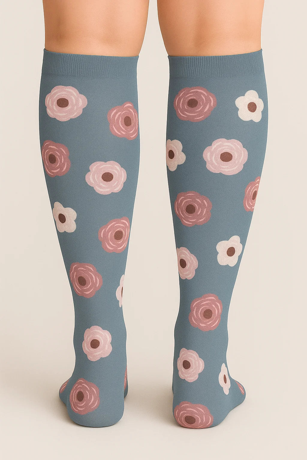 Compression Socks - Flowers Grey