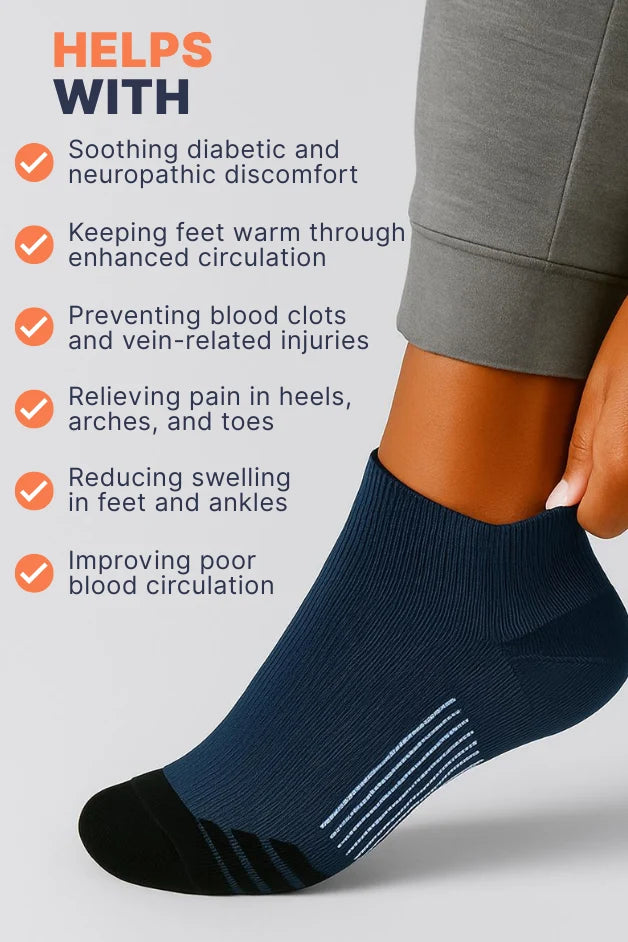 Ankle Compression Socks - Daily Wear - Navy Blue Sport