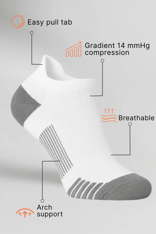 Ankle Compression Socks - Daily Wear - White Sport